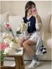 Youthful Girl Age-Defying V-Neck Color Block Sweatshirt - Spring/Autumn Fashion Top