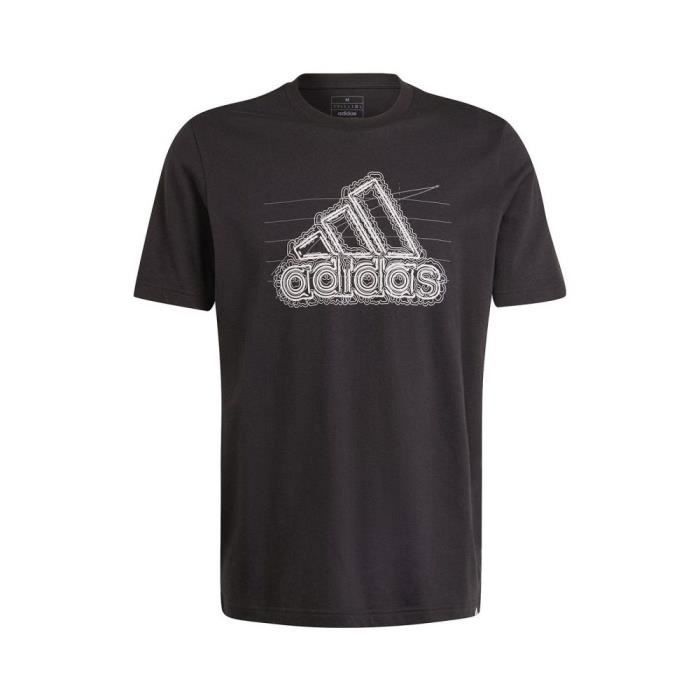 Tricou - Adidas - Grafică Insignă Creștere IN6258 - Negru - 100% bumbac - Mâneci scurte