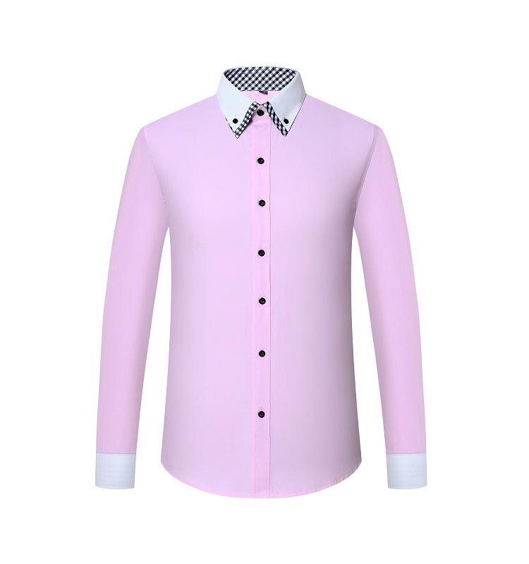 Men's Iron-Free Wrinkle-Resistant Color Block Long Sleeve Business Casual Shirt