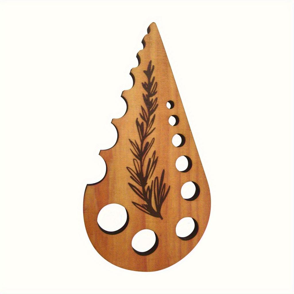 1/2pcs Kitchen Herb Peeler and Stem Remover- Strong Drainage Hole Design, Elegant Black Brown Wooden Appearance 2D Flat