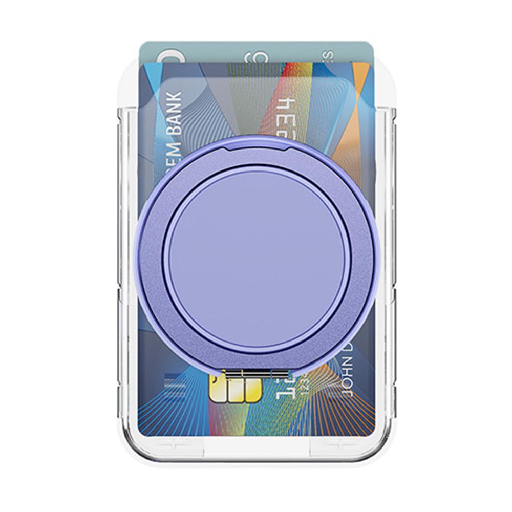 Clear Magnetic Phone Card Holder Kickstand Multi Angle Adjustable Metal PC Sliding Design Card Holder