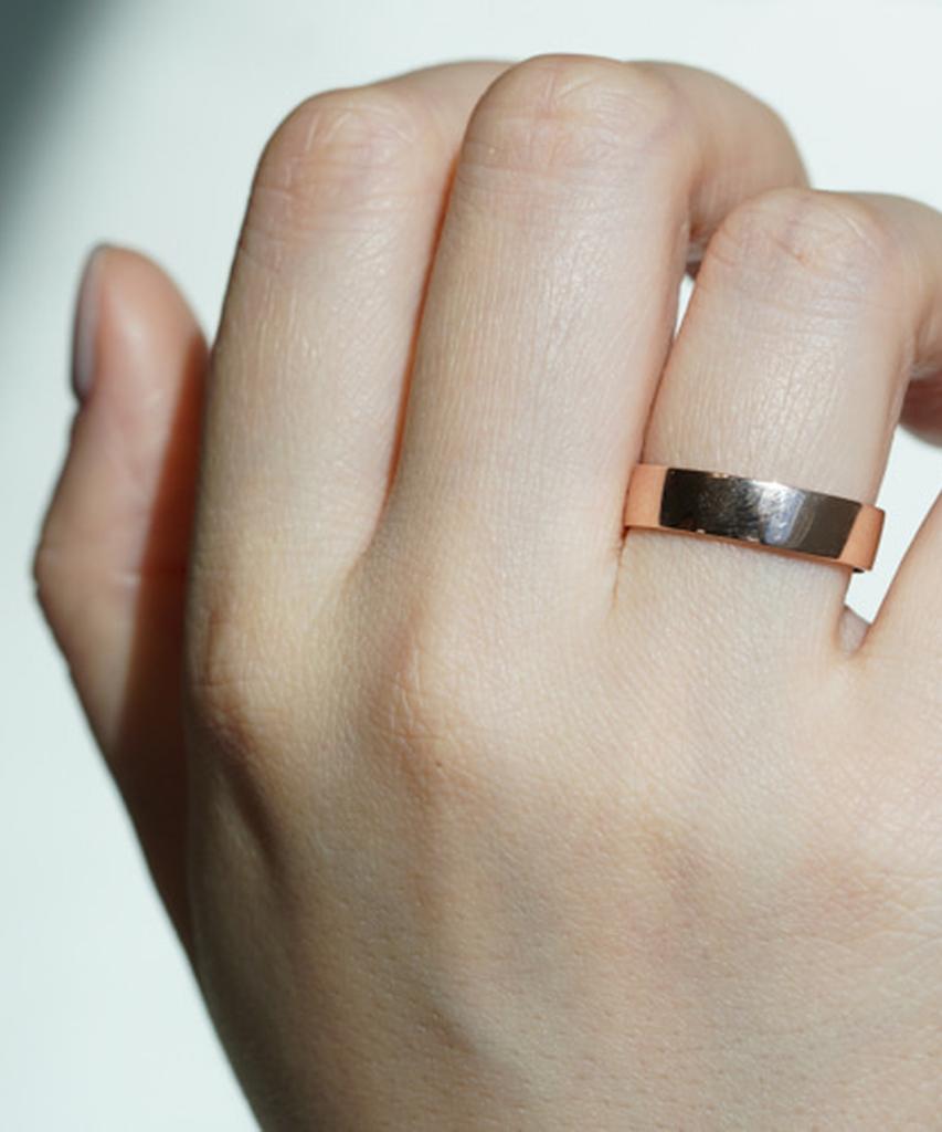 Alleun Silver 925 Couple Bold Flat Rings