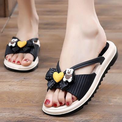 Damen Hausschuhe Draußen am Strand Sandalen mit Schleife Plateau Schuhe für Damen Designer Luxus Korea Stil PVC Neue Kollektion Pantoletten