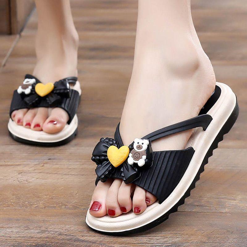 Woman Slippers Outside on Beach Sandals With Bow Platform Shoes for Women Designer Luxury Korea Style Pvc New Collection Slides