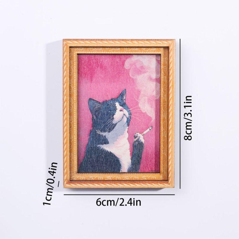 New Cute Cat Wooden Refrigerator Magnet Oil painting style Unique Cat Portrait Decor Cartoon Magnetic Back Fridge Stickers Gifts