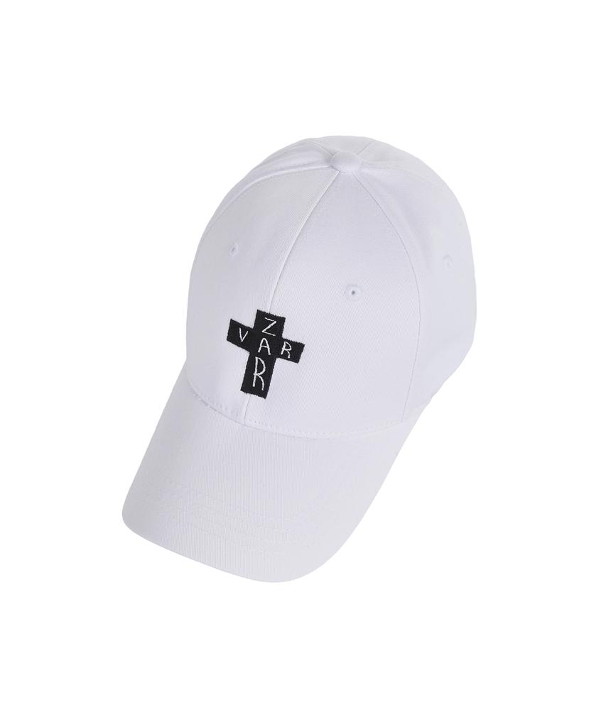 Bajal Black Cross Logo Oversized Buckle Cap White