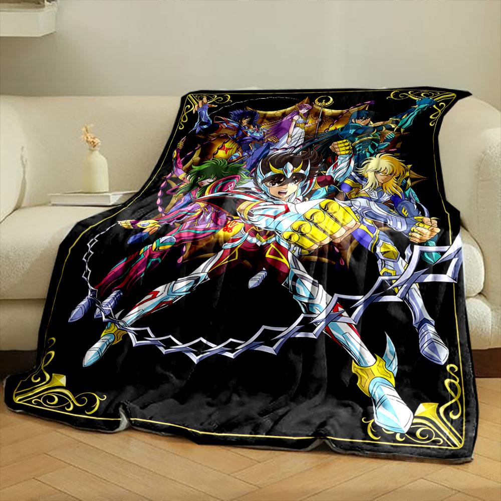 Dynamic Armored Characters In Vivid Poses with Cosmic-themed Designs. for All Seasons Blanket Lunch Break Throw Gift