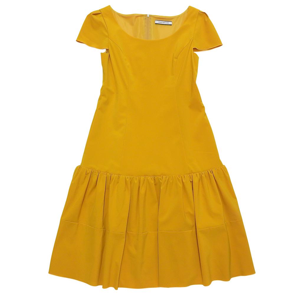 FOXEY NEW YORK Excellent condition polyester ruffle sleeveless dress, yellow, size 38, 38336-NSOFN115L dress 38 yellowUsed