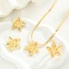 17KM 4 Piece Flower Earrings Ring Necklace Set Fashion Jewelry Women Trendy Shiny Daily Party Accessory Gift For Her