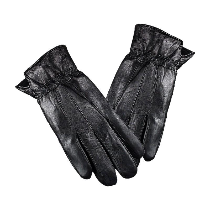 Unisex Patchwork Sheepskin Leather Gloves for Outdoor Cycling and Motorcycle Use