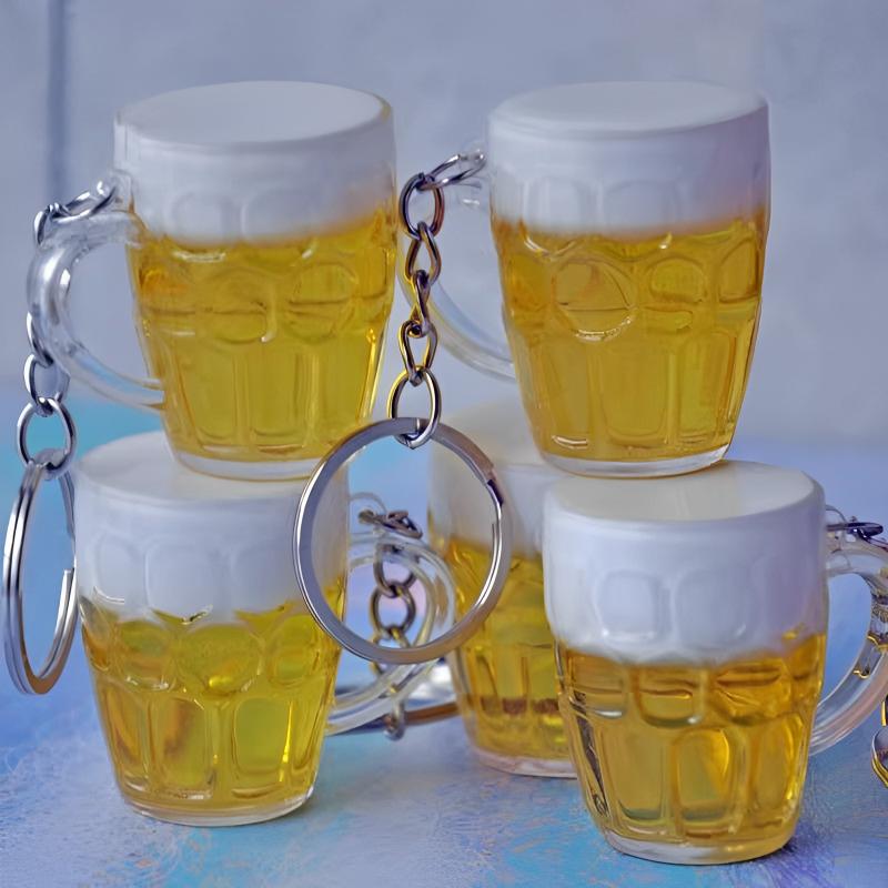 Simulation Beer mug keychain Men Women Couple Resin Simulation Food Handicraft Key Chain Bag Pendant Jewelry Accessories Gift