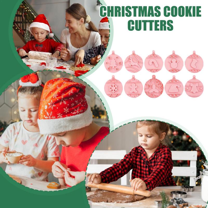 Holiday Cookie Molds 10X Christmas Biscuit Cutter Embossing Molds Christmas Cookie Cutter Kit For Biscuit Fondant Cake