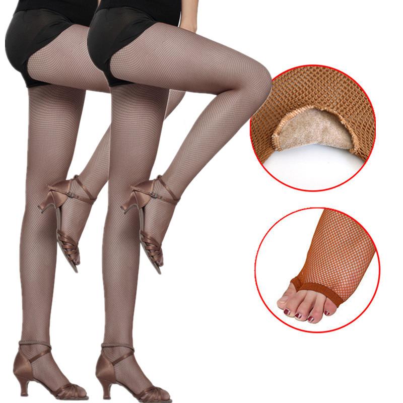 

2Pairs Latin Dance Tights Fishnet Stockings Ladies Open Toe Tights Girl Mesh Perform Pantyhose Slim Latin Dance Wear Toe Tights Ad(145-180cm)