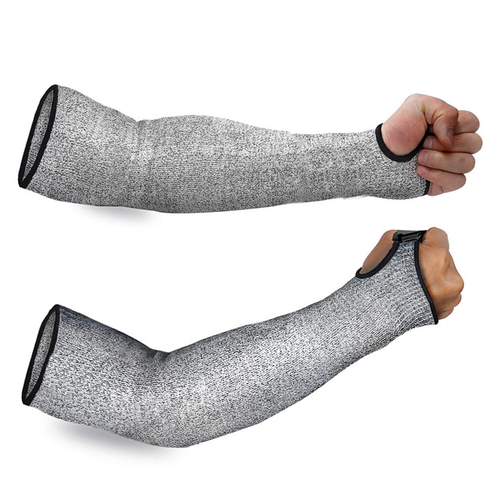 

1 пара защитных рукавов для рук, устойчивых к порезам, прорезь для большого пальца, защита рук для безопасности на работе, прорезь для большого пальца 45 см