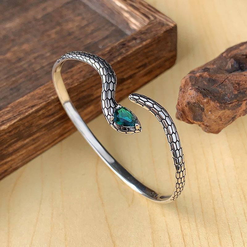 

1 шт. инкрустированные цирконием ретро браслеты в виде животных змей для женщин пары новые модные простые ювелирные изделия подарок вечеринка аксессуары 6cm серебряный