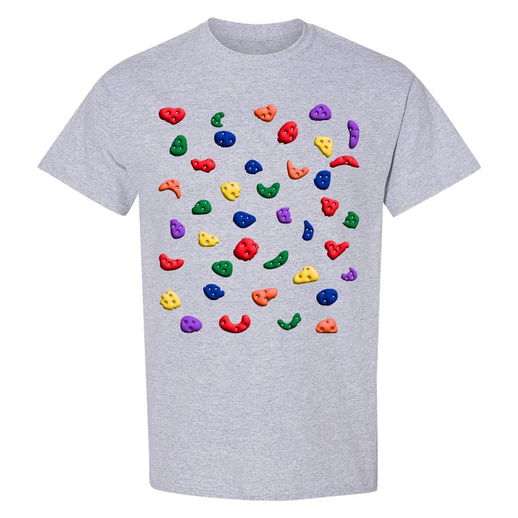 Rock Climbing Grips - Wall Climber Bouldering T Shirt - Sport Grey