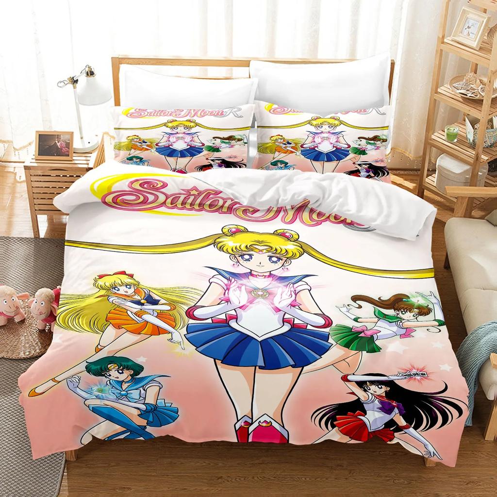 Sailor Moon Duvet Cover Set Bedding Comforter Sets King Size 3D Boys Girl Bedding Set