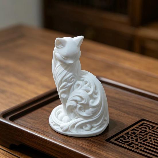 Minimalist Elegant Cat Statue 3D Printed Feline Figurine Modern Desktop Ornament for Bedroom Living Room Office Desk Decor
