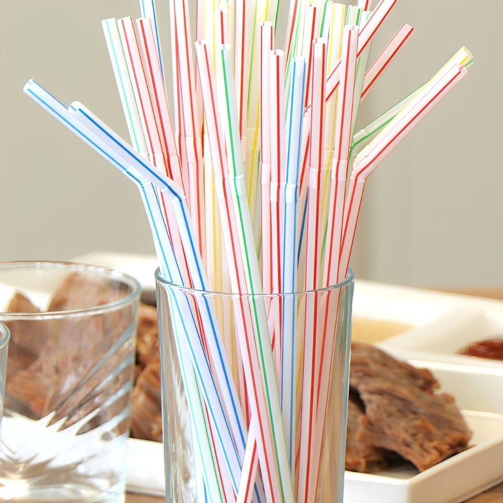 100pcs Colorful Flexible Plastic Straws, Disposable Bendy Drinking Straws for Juice, Party, Birthday, Wedding, Daily Use YMY