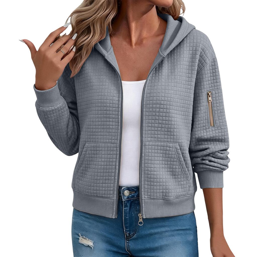 Damen Kapuzenpullover mit Reißverschluss Langarm Kapuzen-Sweatshirts Lässige Trendige Jacke