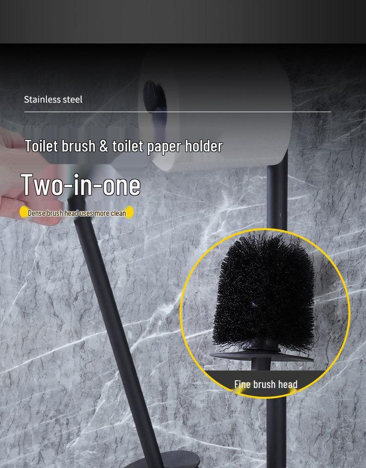 Cross-Border Vertical Bathroom Toilet Paper & Brush Holder - Multifunctional Floor-Standing Roll Organizer