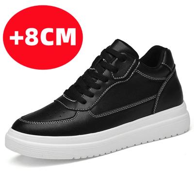 Czarne Sneakersy Męskie Buty Casualowe Wkładka Zwiększająca Wysokość 8cm Białe Buty dla Wyższych Mężczyzn Moda Rekreacyjna But Sportowy Mężczyzna