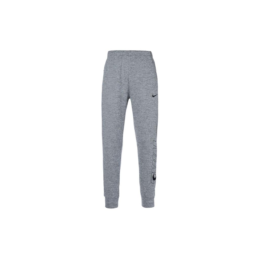 Nike Letter Logo Print Elastic Waist Fleece-Lined Thick Knit Joggers Men Bottoms Grey FB6893-063