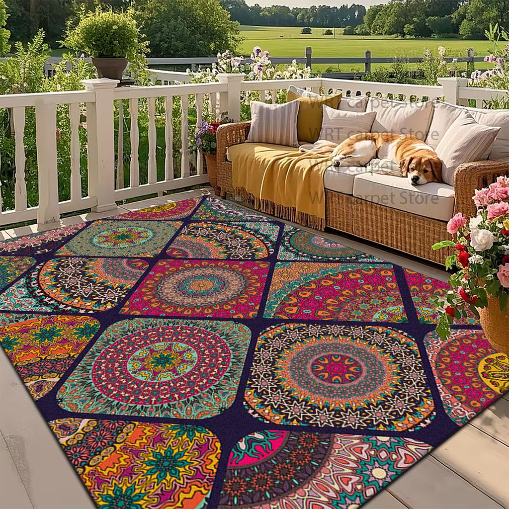 Bohemia Living Room Rugs Decoration coffee tables Ethnic Anti Slip Floor Mats Large Size Short velvet Persian Carpet Washable