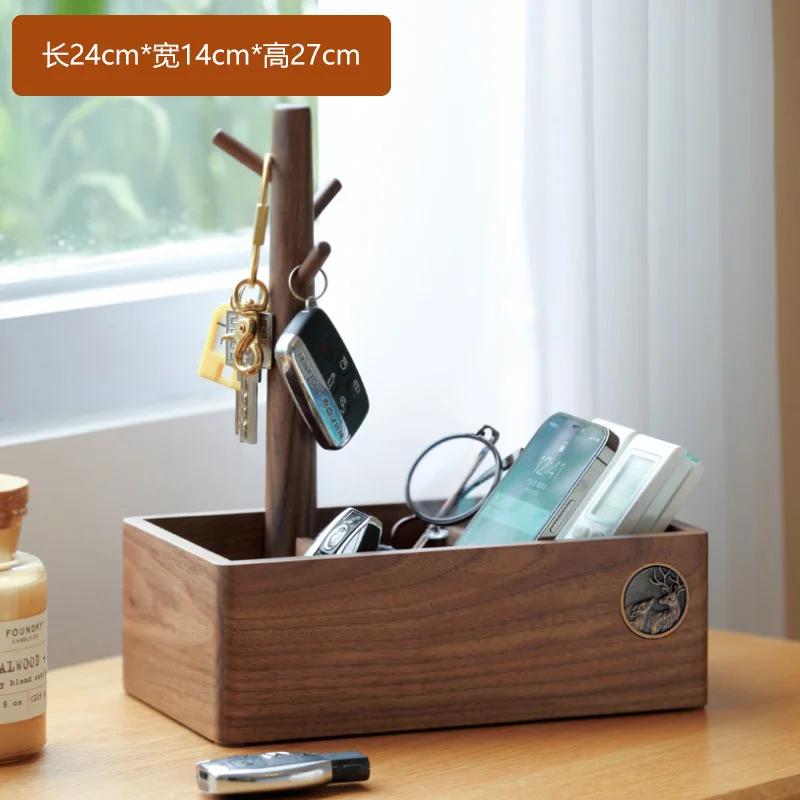 Black Walnut Solid Wood Storage Box Key Rack Porch Tray Desktop Organizer for Sundries Cosmetics Jewelry