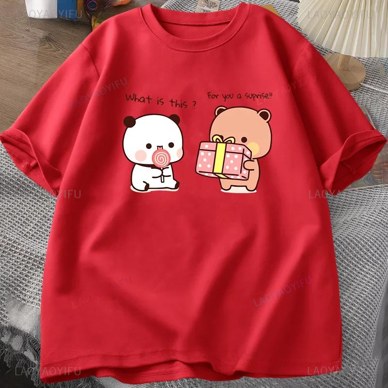 Happy Birthday PANDA BEAR T-shirt Bubu and Dudu Love Graphic T Shirts Harajuku Cotton Short Sleeve Unisex Clothing Couple Outfit