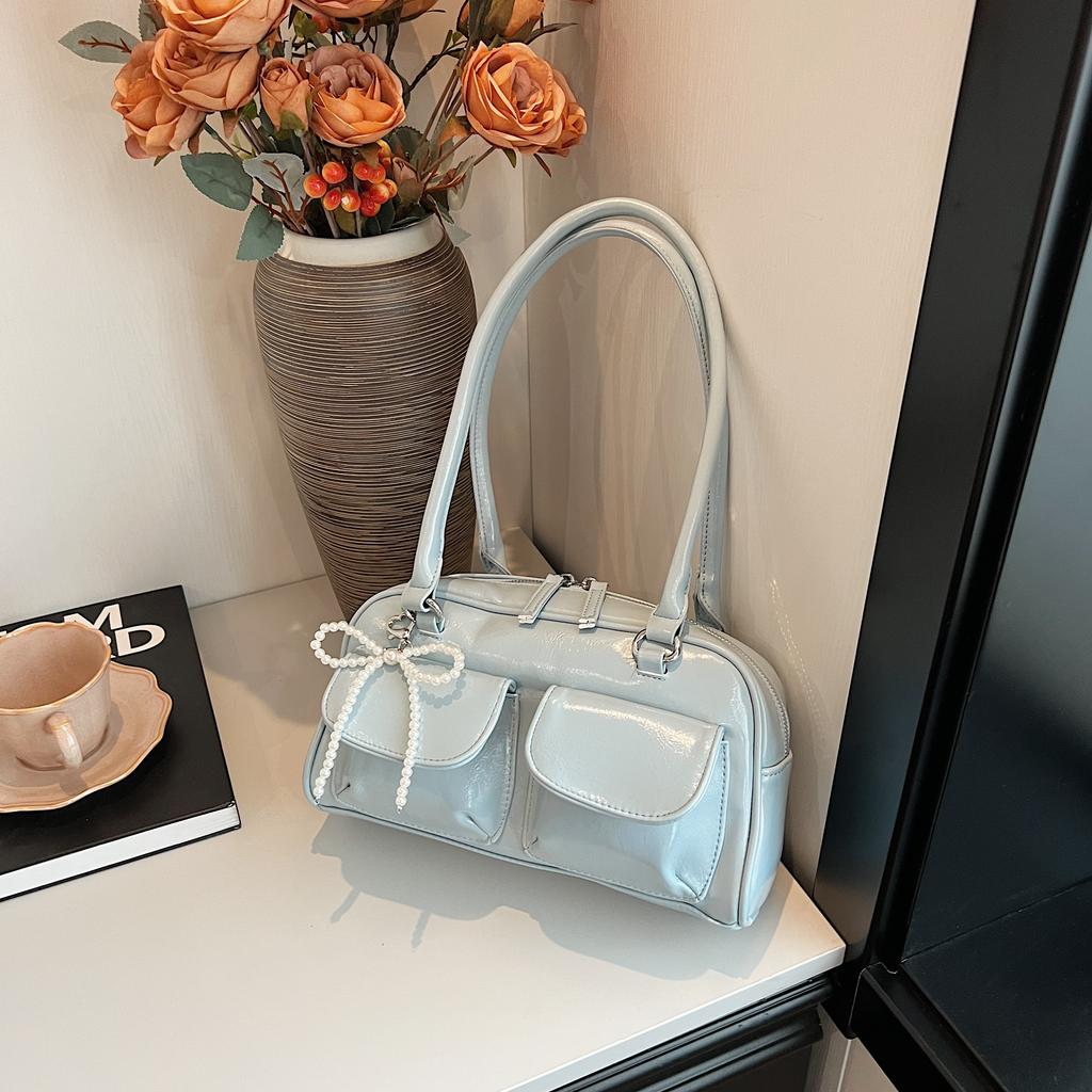 Fashionable Underarm Bow Bag for Women  Korean Edition New Simple Leisure Pillow Bag Trendy Versatile Shoulder Bag