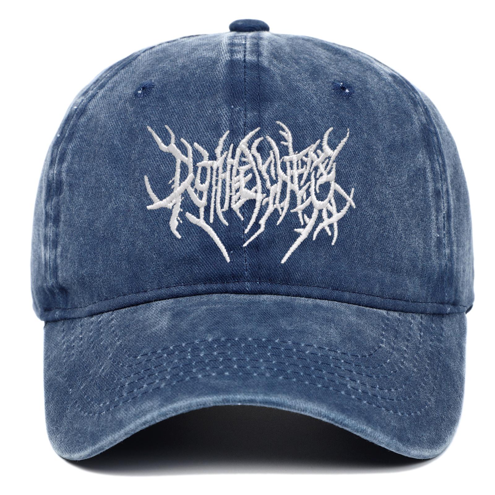 

Visors Embroidery Baseball Caps Adjustable Hip-hop Distressed Faded Cap Gothic Street Punk Washed Baseball Hats темно-синий