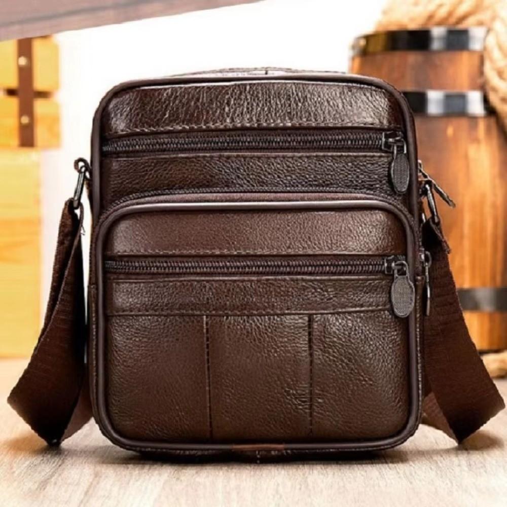 Bolso Bandolera para Hombre de Cuero Genuino Nuevo de Piel de Vaca Moda Bolsos de Hombro Pequeño Informal de Negocios de Cuero
