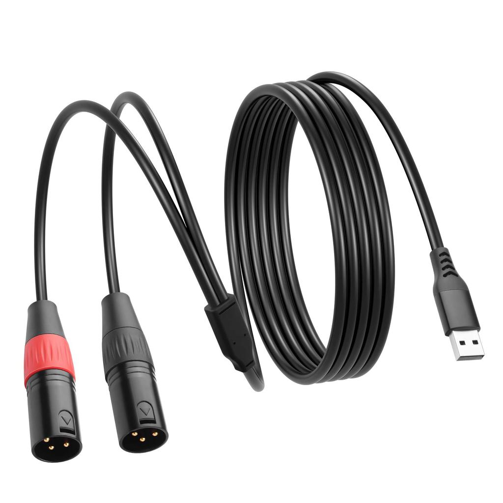 SinLoon USB-A Male to Dual XLR Male Audio Cable, 32-Bit384Khz Stereo Audio Connection Cable with Built-in DAC Chip, 3-Pin XLR Cable for PCAudioPower