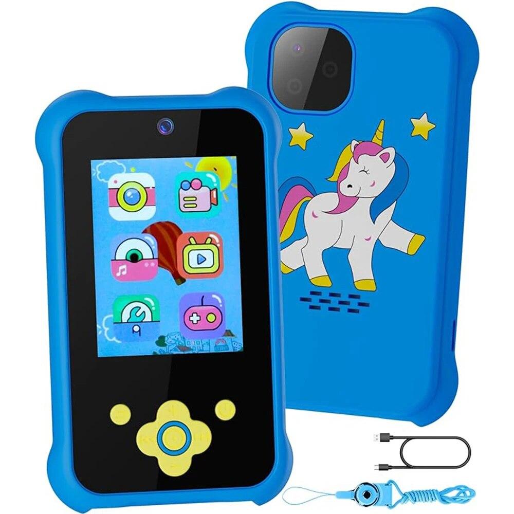Kids Phone Camera Toys Girls Boys Unicorn Smart Toddler Phone Toys 1080P HD Selfie Camera Record Lift Chirstmas Birthday Gifts