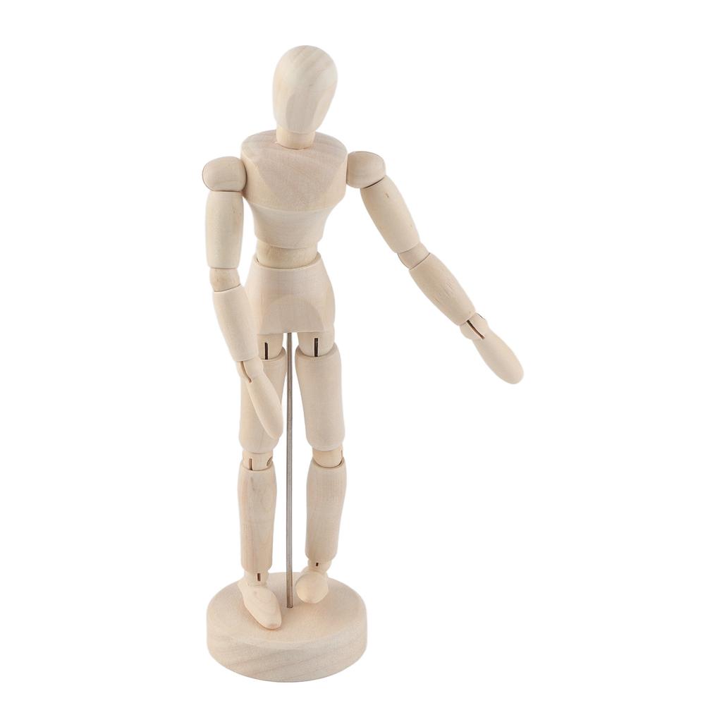Wooden Manikin Unfinished Jointed Mannequin Poseable with Base for Home Decoration 8 Inch
