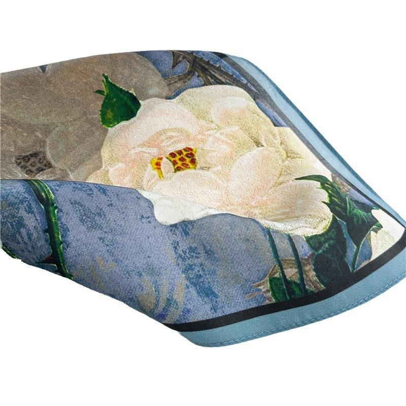 Silk long plain crepe satin silk scarf women's spring and autumn new printing temperament versatile decorative mulberry silk scarf