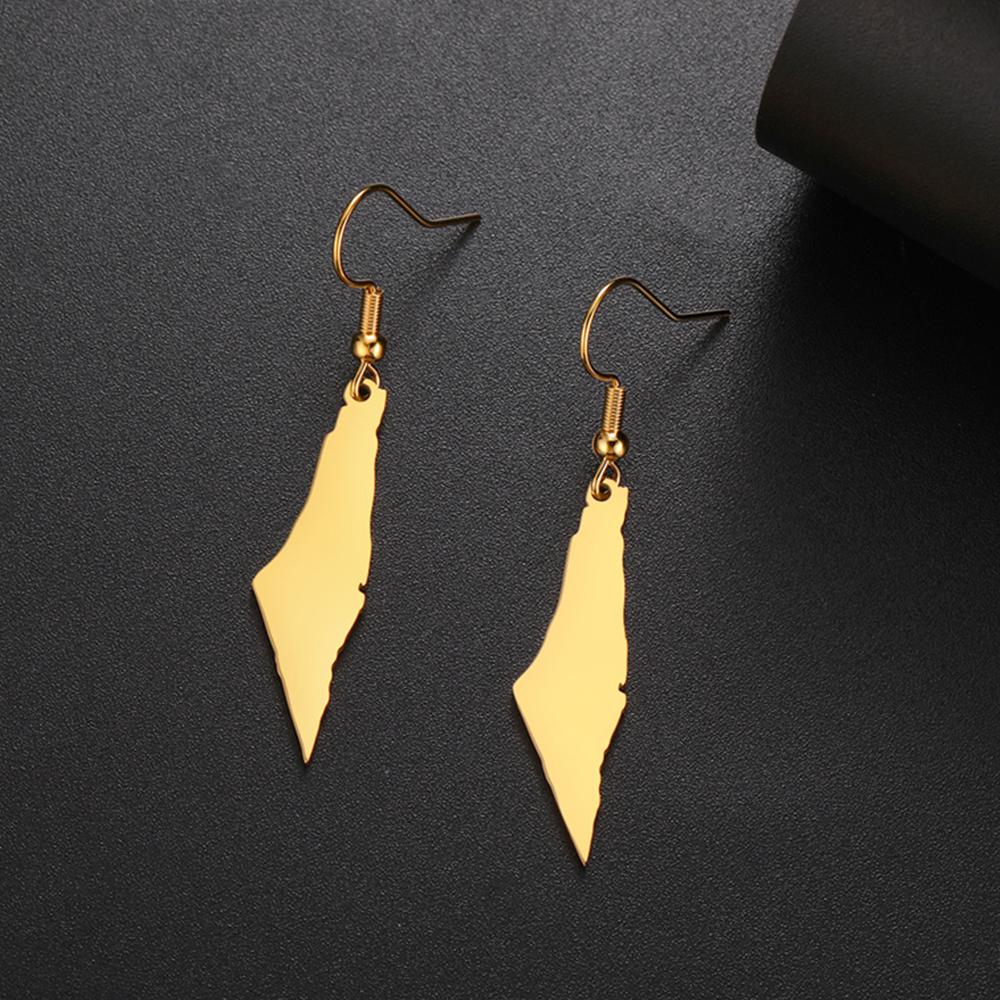 My Shape Israel Map Earrings Stainless Steel Gold Color Israel Country Outline Geography Map Pendants Earrings Jewelry Wholesale