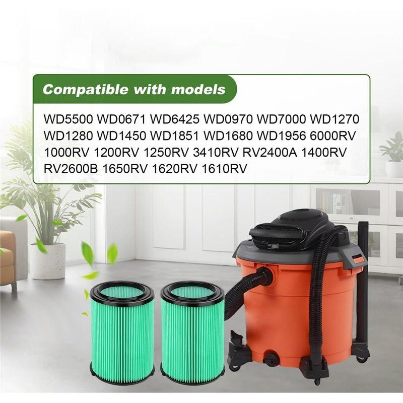 A02V-VF6000 Replacement Filters For 5- 20-Gallon Wet/Dry Vacuums And 6- 9-Gallon Husky Vacuum Cleaners