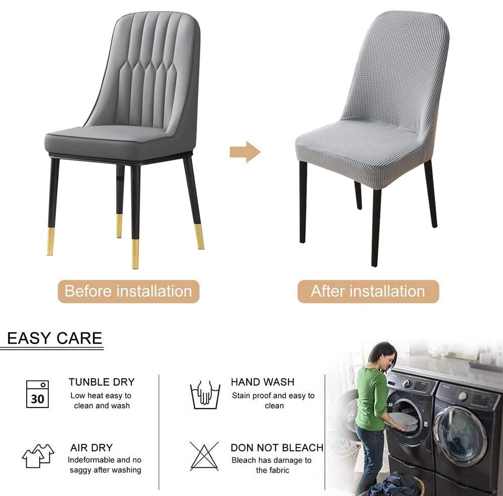 Jacquard Curved Dining Chair Cover Spandex Elastic Seat Cover Stretch Chair Covers for Hotel Banquet Restaurant Kitchen Wedding