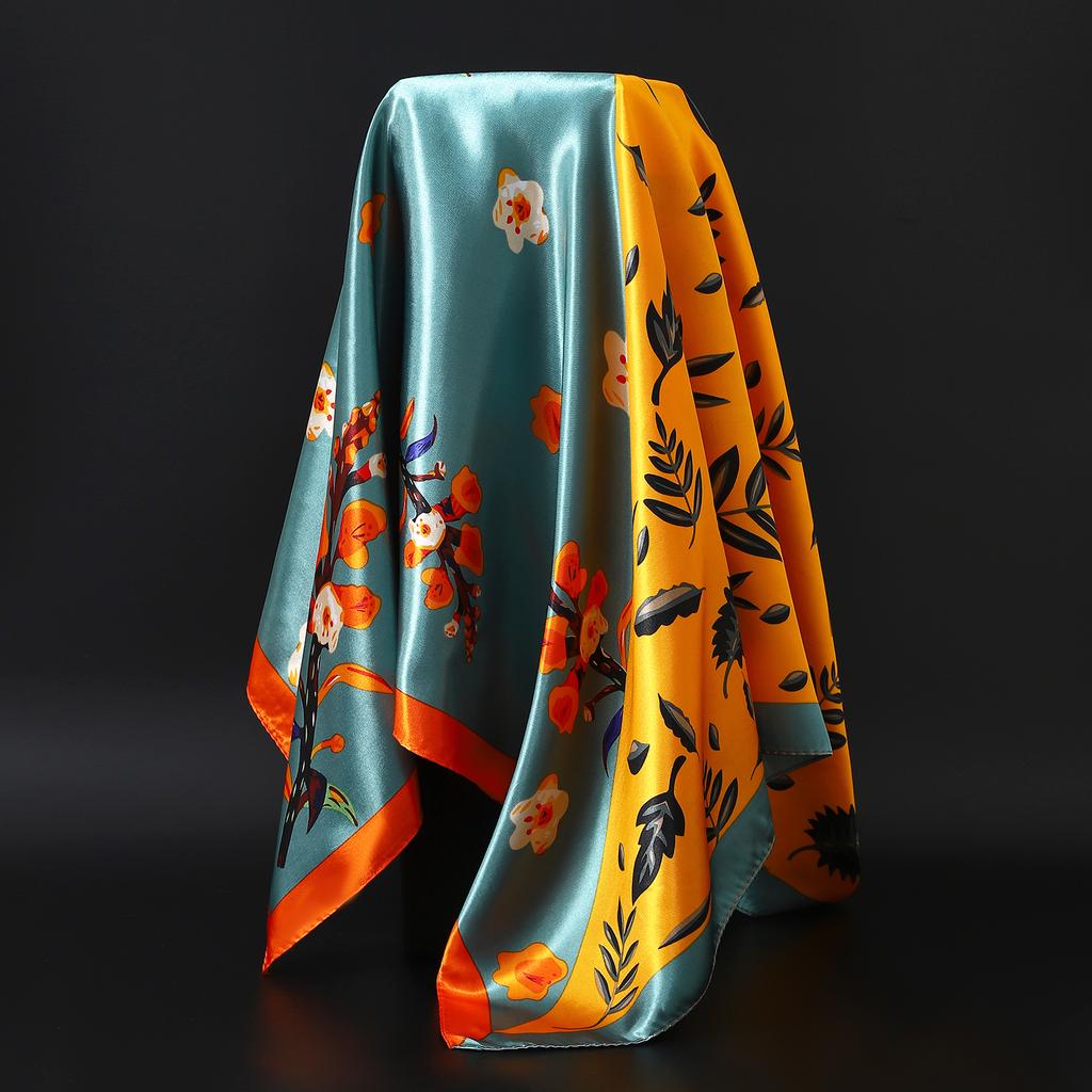 Europe America Kerchief Four Seasons Popular Silk Scarves Luxury Style Sunscreen Square Shawls New Fashion 90X90CM Headcloth