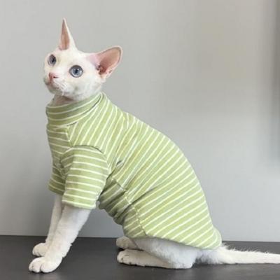 Warmer haarloser Katzen-Basispullover Elastischer Katzen-Streifen-Jumpsuit Sphynx Katzenkleidung für Katzen Kätzchen