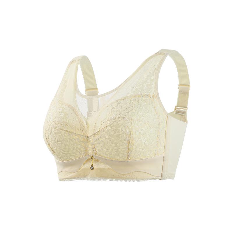 

Летнее нижнее белье Женская коллекция Аксессуар Бюстгальтер против обвисания груди Тонкое дышащее кружево Большой размер Бесшовный бюстгальтер 44/100E бежевый