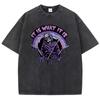 T-shirt teschio T-shirt in cotone lavato retrò T-shirt grafica fumetto Streetwear casual Primavera Estate t-shirt divertente