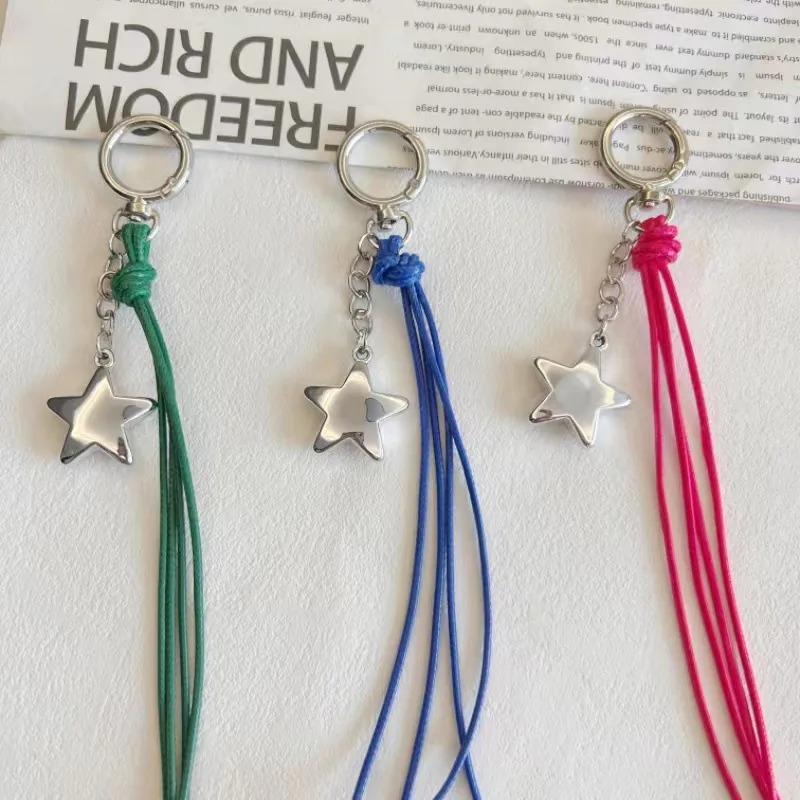 Beautiful Rope Tassel Keychains Waterproof Long PU Rope Tassel O-shaped Clasp Bag Pendant for Woman