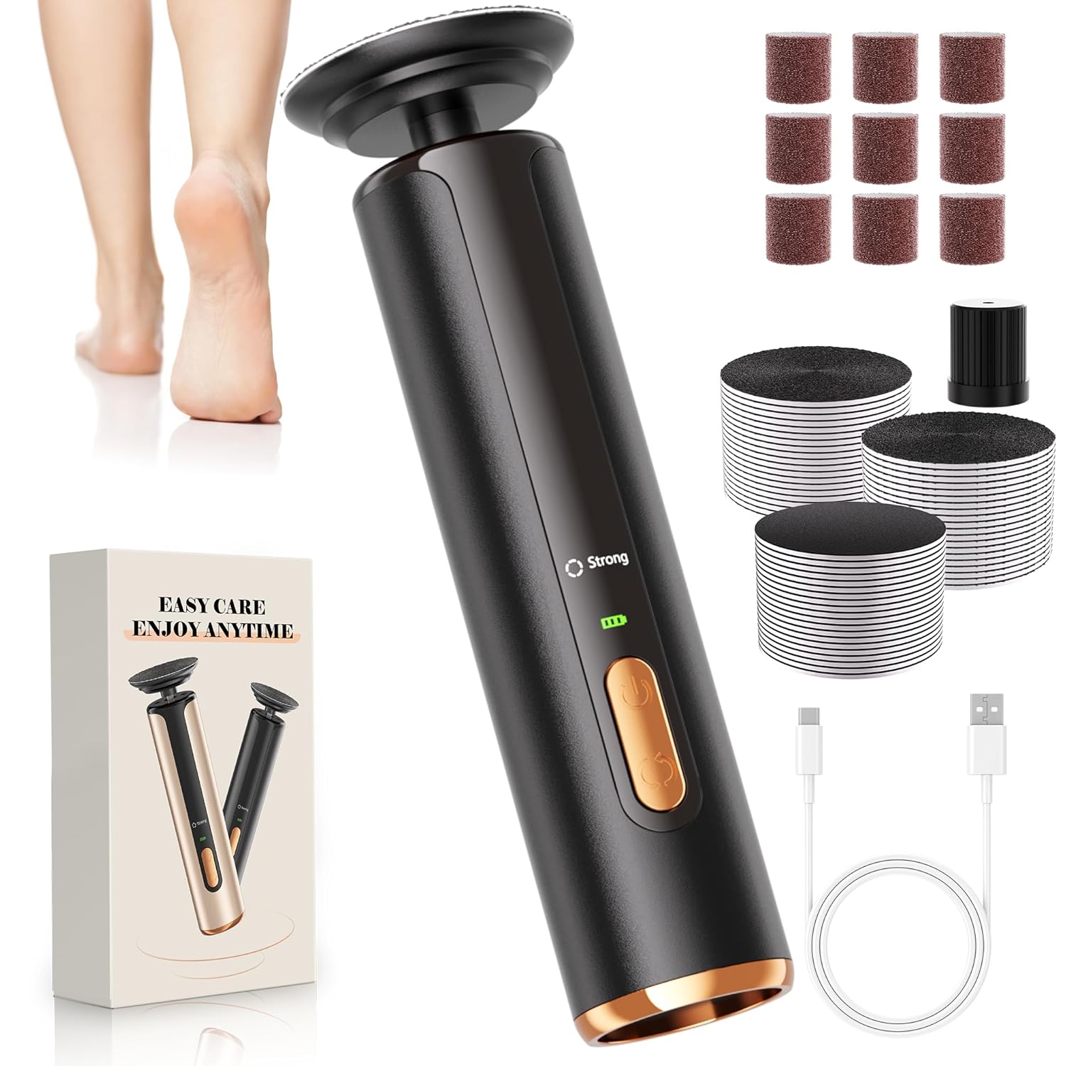 Callus Remover, Callus Remover for Feet with Sandpaper Discs, Rechargeable & Adjustable Speeds LED Display, United States