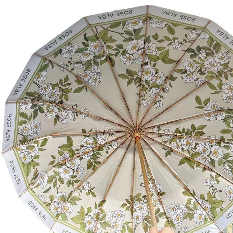 16 gold pole bone retro sun umbrella dual-purpose women's folding double-layer parasol sun protection large double sun umbrella