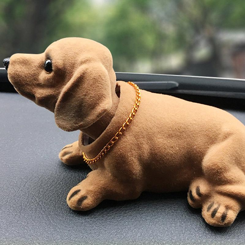Nodding Dog Shaking His Head Tiger Doll Resin Simulation Dog Toy Dashboard Decoration Car Ornaments Cute Girl Car Accessories