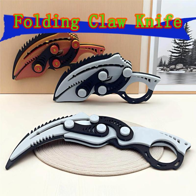 Coltello a Pinza Pieghevole a Gravità, Karambit Giocattolo Fidget, Giocattolo Decompressione Plastico EDC per Sollievo dallo Stress, Oggetto di Scena Cosplay