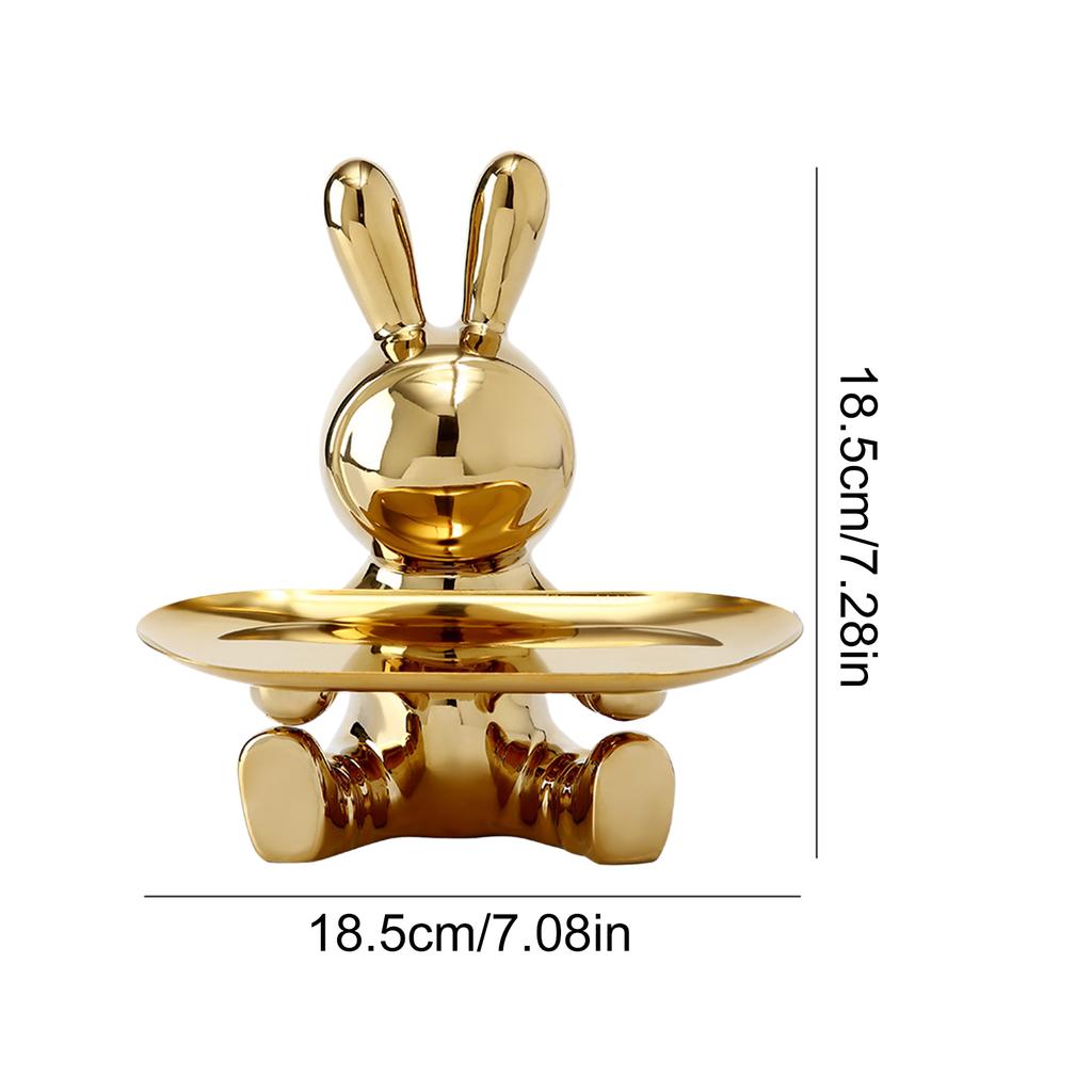 Keramik Hasenstatue Aufbewahrungsornament Handwerk Galvanisieren Hasenstatuen Aufbewahrungstablett Weihnachtsgeschenke für TV-Schrank Büro